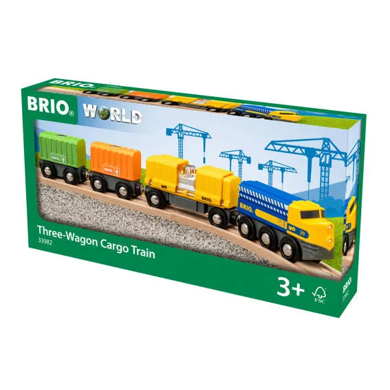 BRIO World Three-Wagon Cargo Train