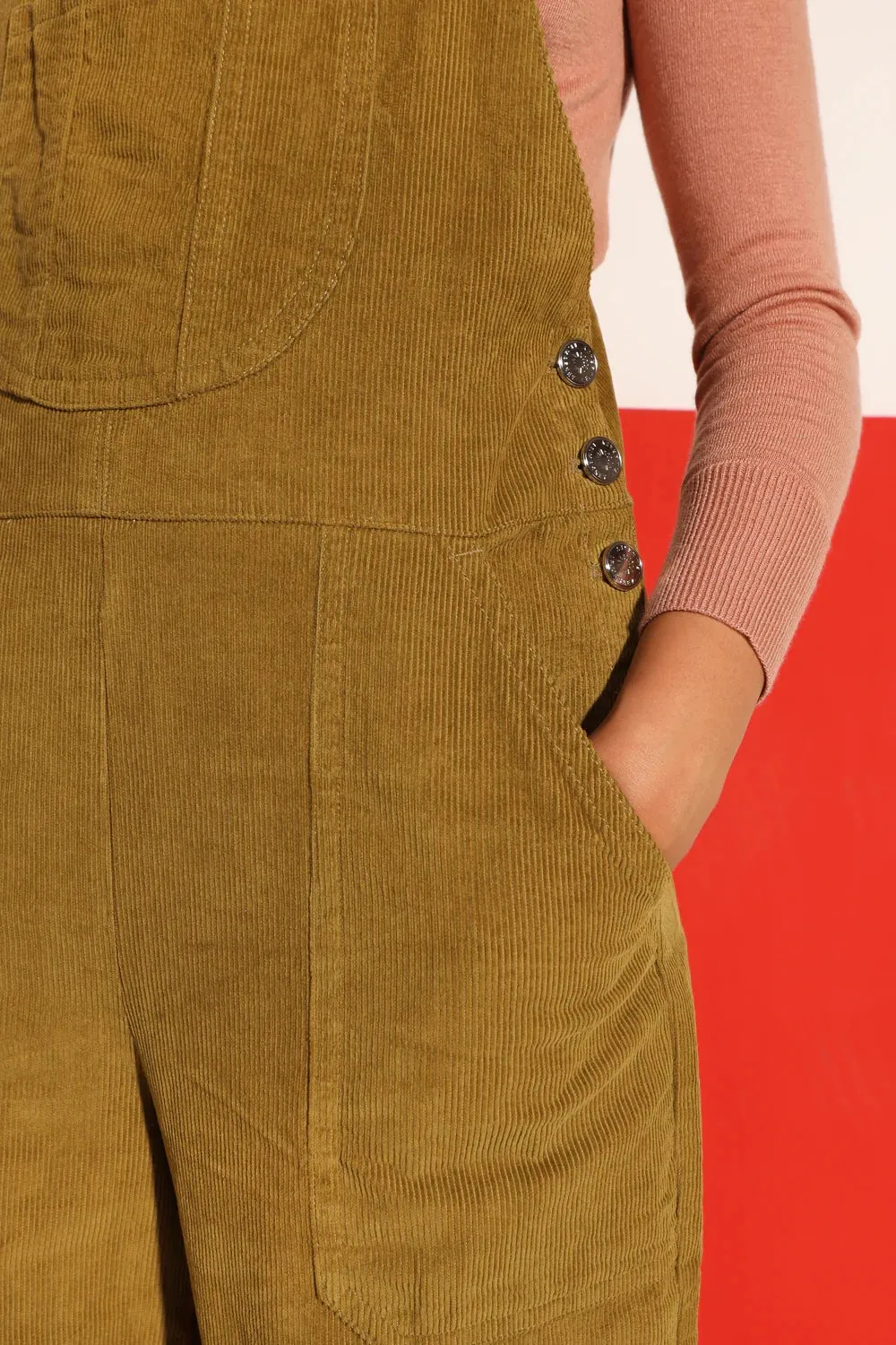 Bryson Dungaree in chartreuse corduroy