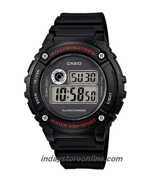 Casio Digital Men's Watch W-216H-1A Digital Resin Band Mineral Glass
