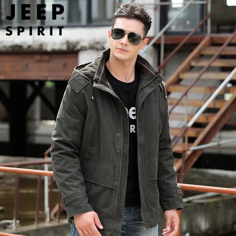 Casual Detachable Plush Liner Hooded Men's Thickened Cotton Padded Jacket