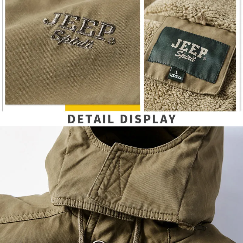 Casual Detachable Plush Liner Hooded Men's Thickened Cotton Padded Jacket