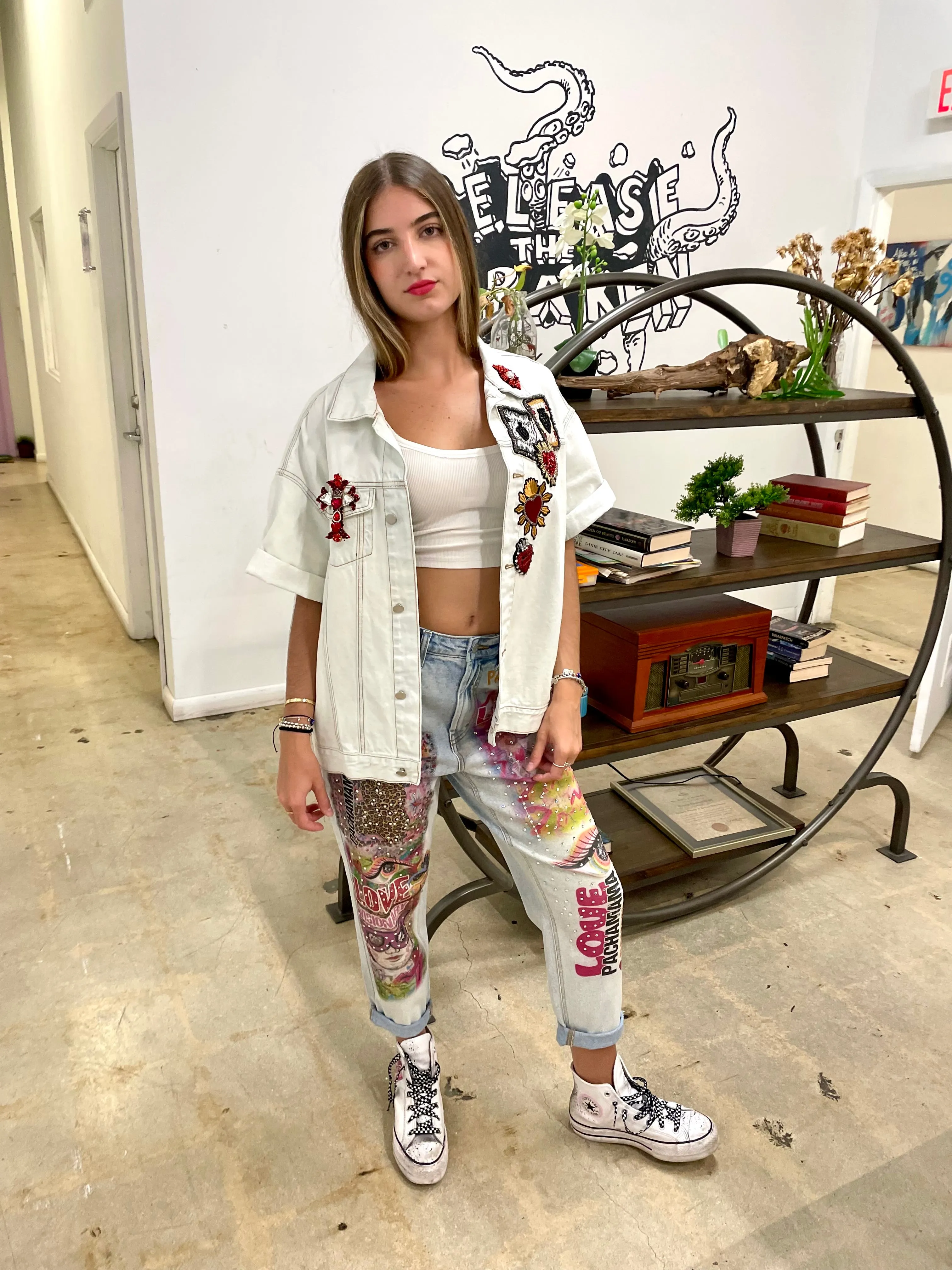 Cherub Angels and Leopard Denim Pant