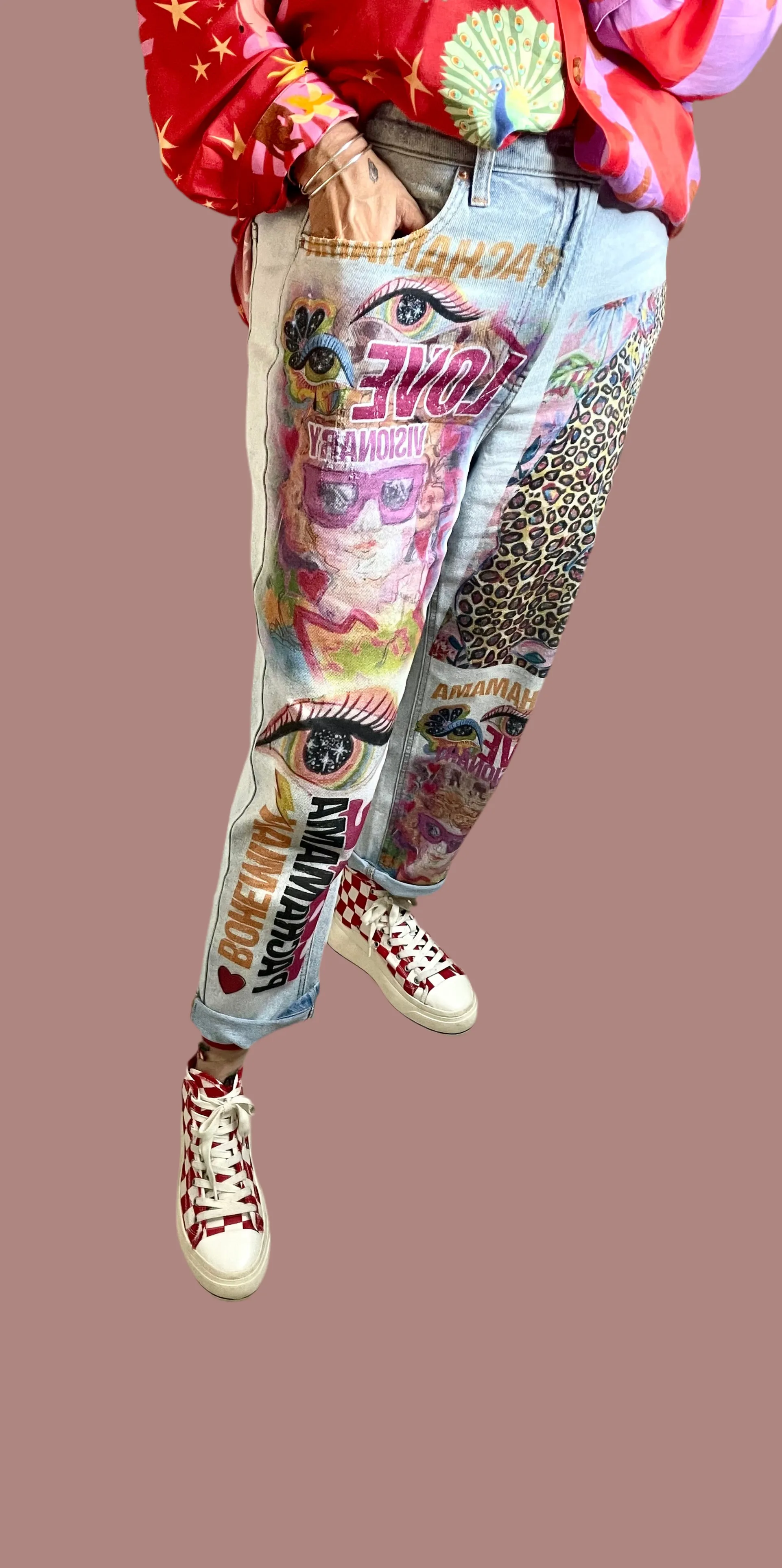 Cherub Angels and Leopard Denim Pant