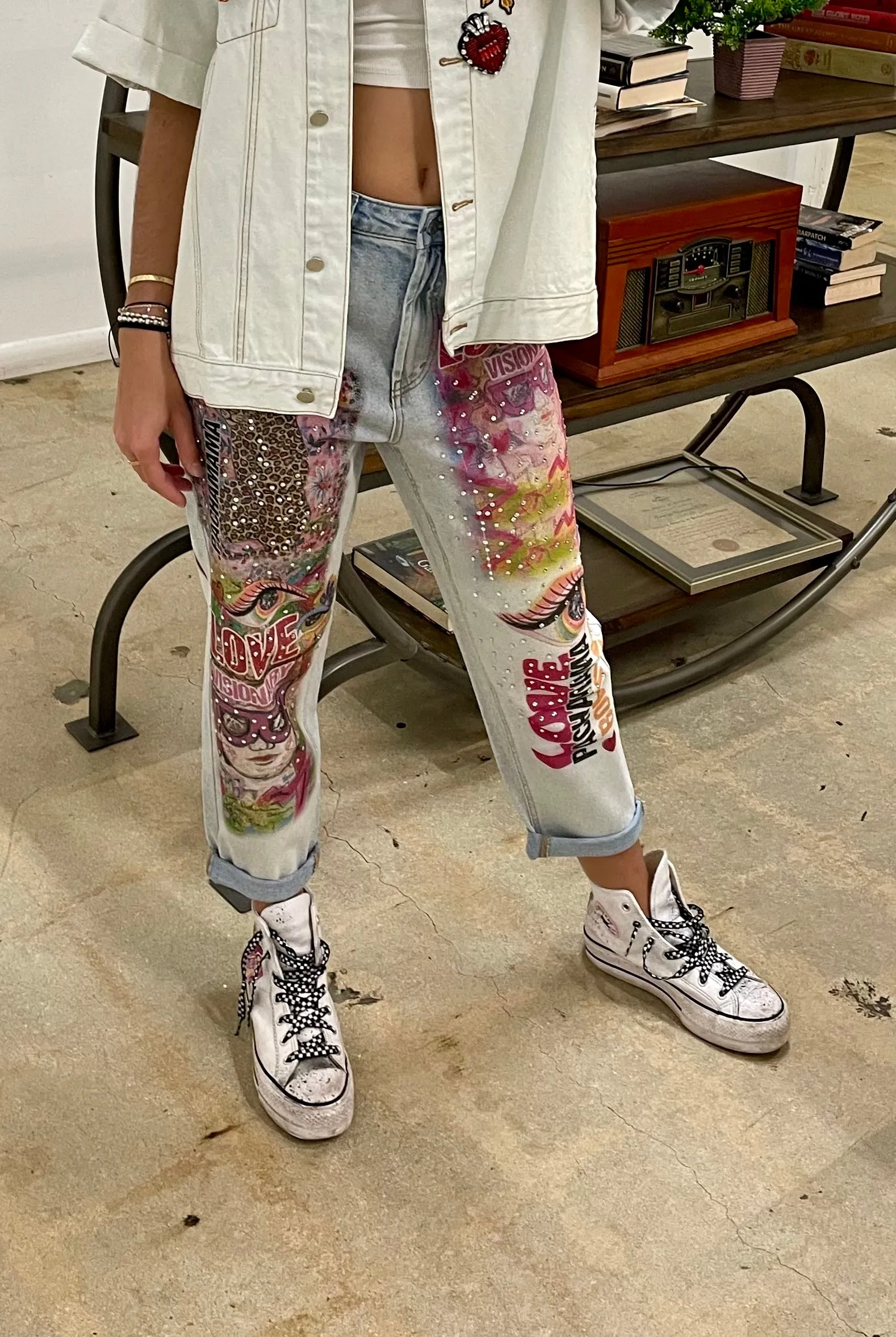 Cherub Angels and Leopard Denim Pant