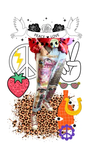 Cherub Angels and Leopard Denim Pant