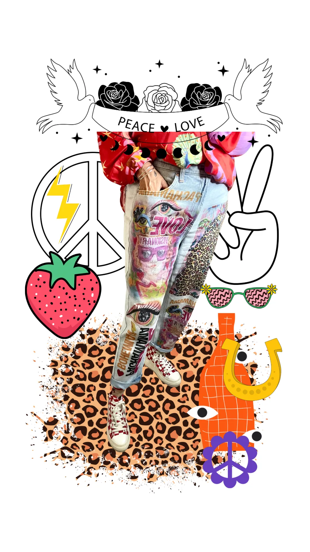 Cherub Angels and Leopard Denim Pant