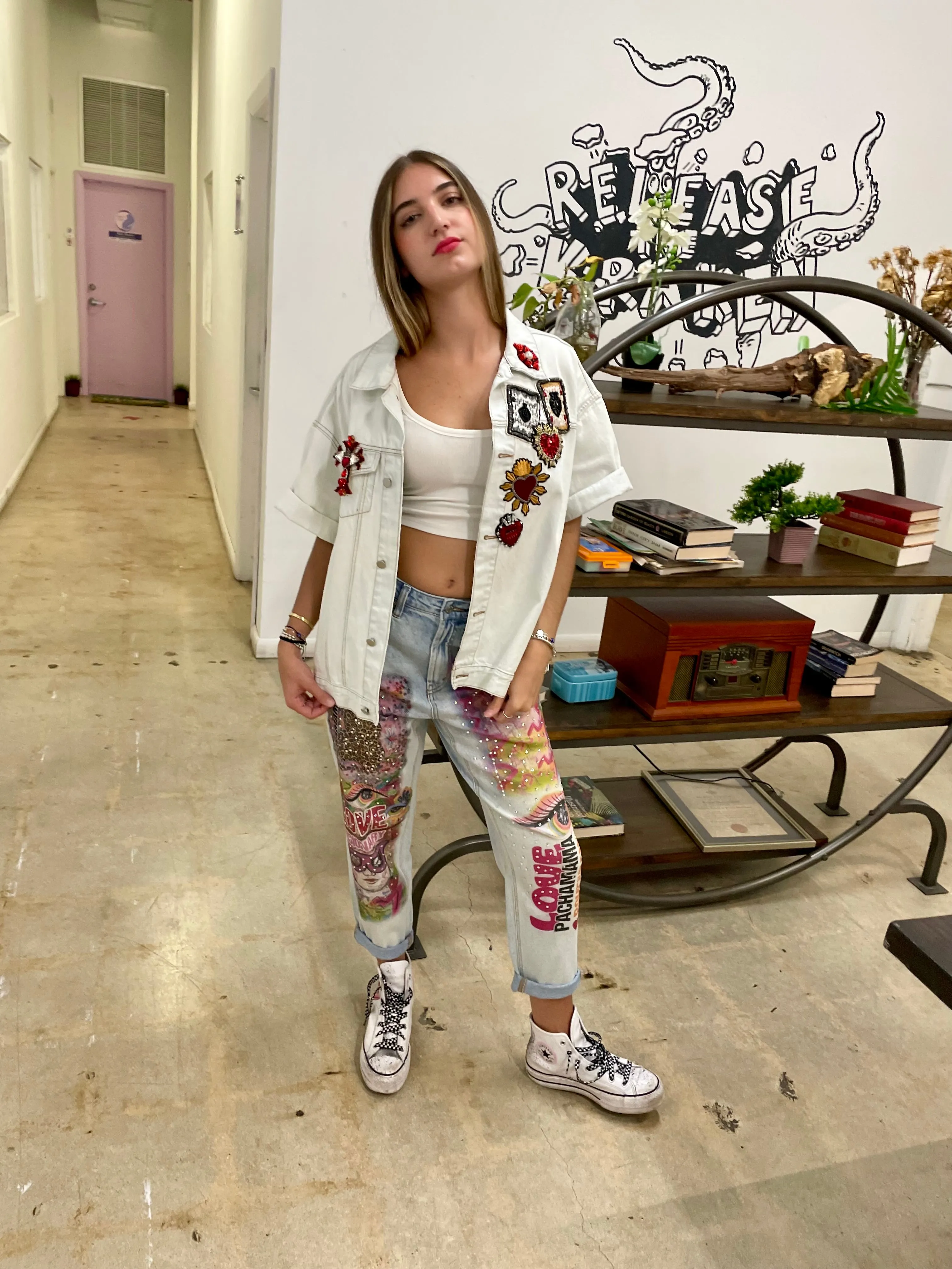 Cherub Angels and Leopard Denim Pant