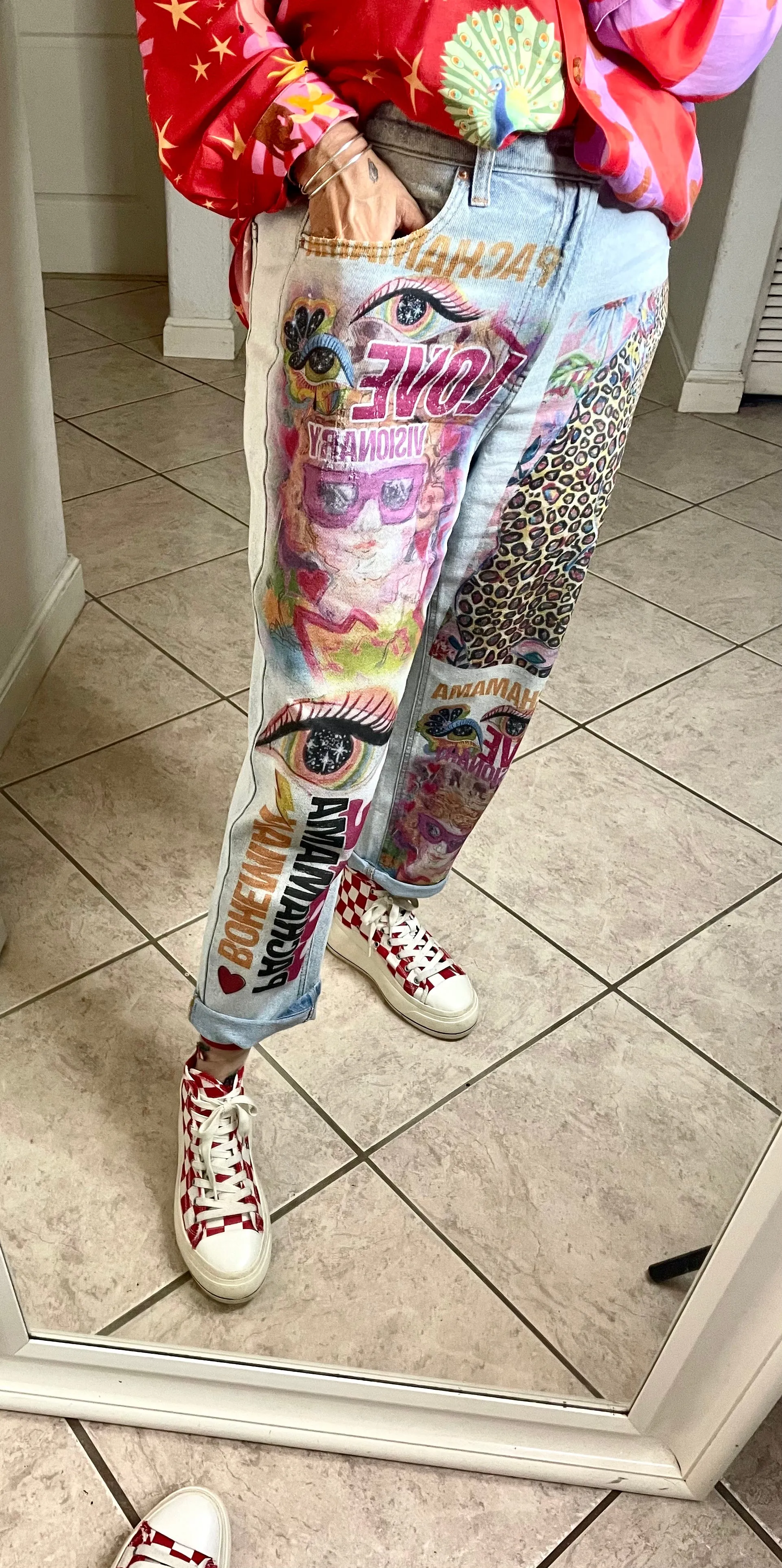 Cherub Angels and Leopard Denim Pant