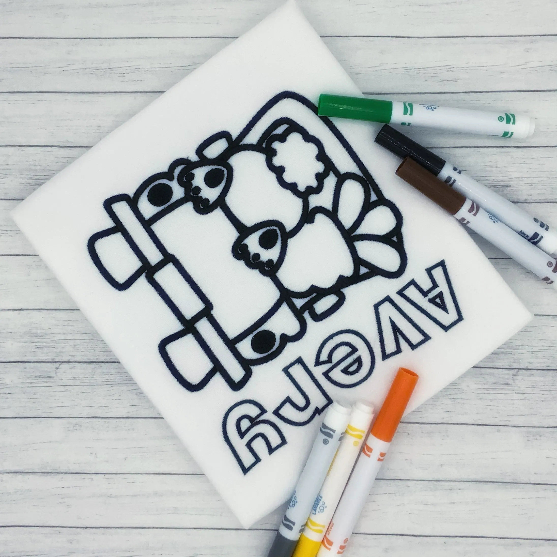 Color Me Embroidery - Rabbit in Car - Washable Markers Included