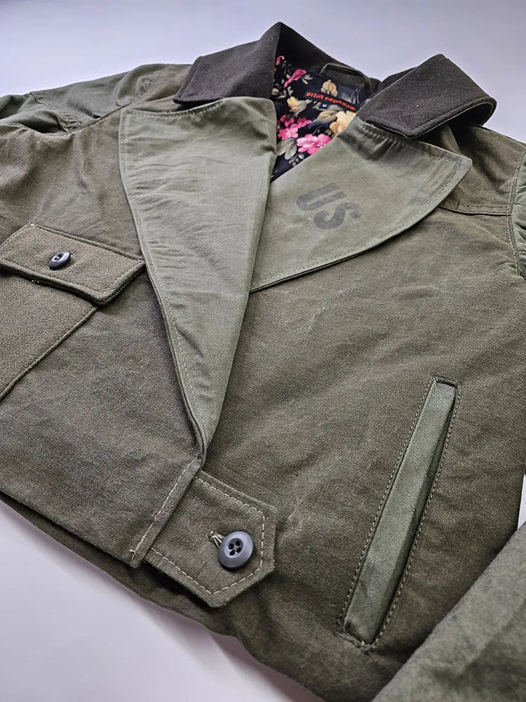 Cropped Olive Canvas Jacket