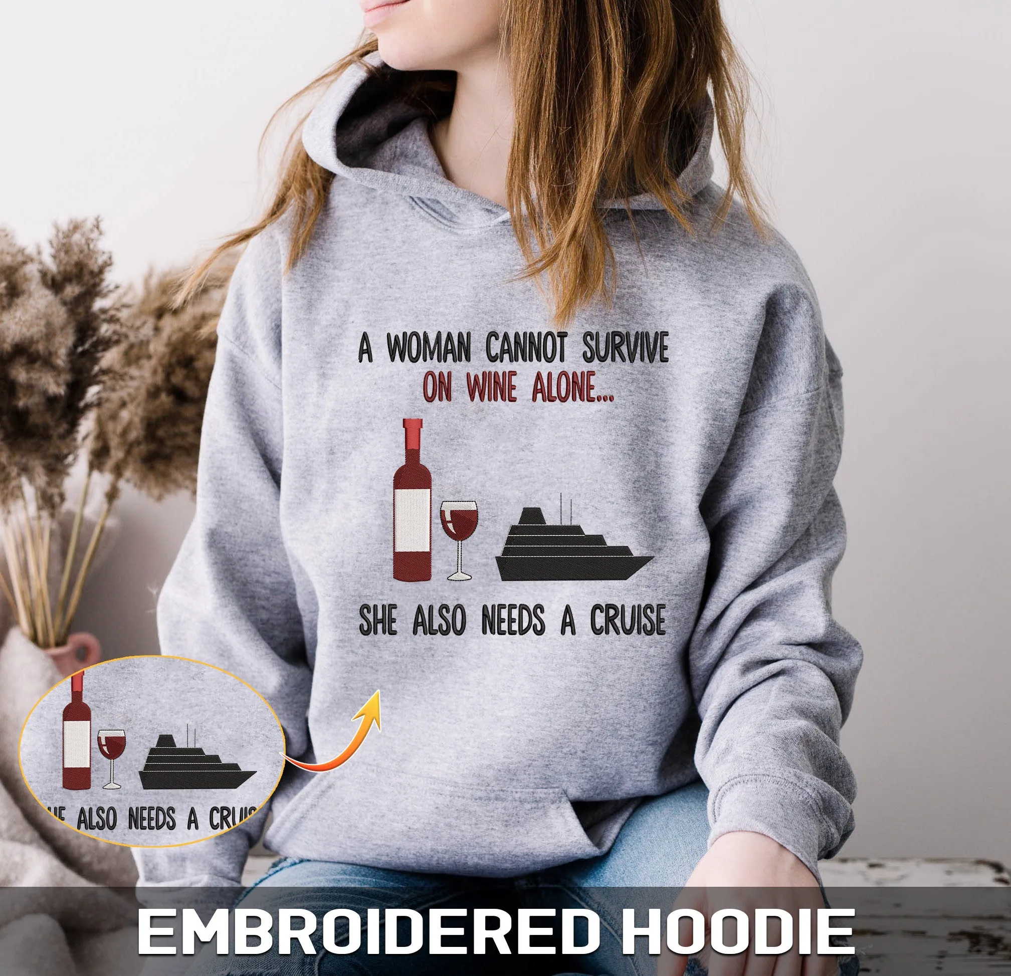 Cruise And Wine Embroidered Sweatshirt   Hoodie