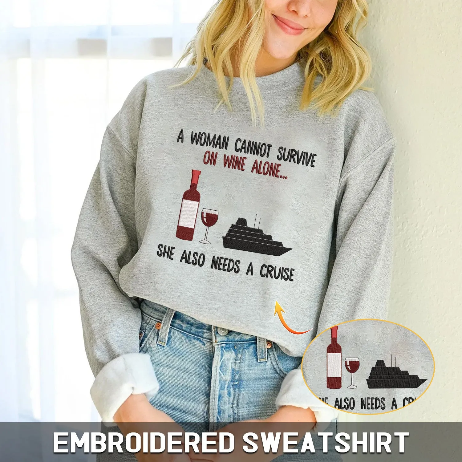Cruise And Wine Embroidered Sweatshirt   Hoodie