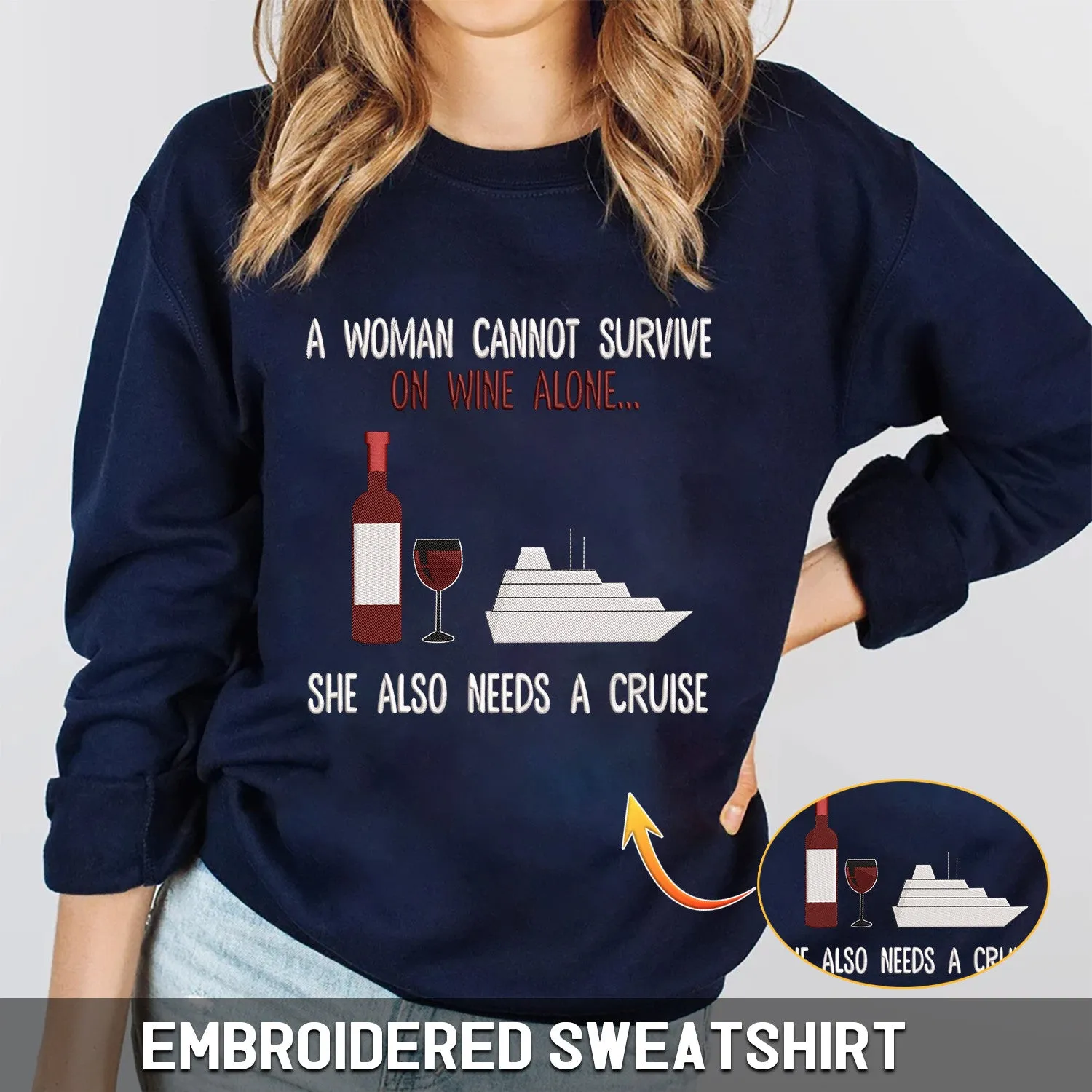 Cruise And Wine Embroidered Sweatshirt   Hoodie