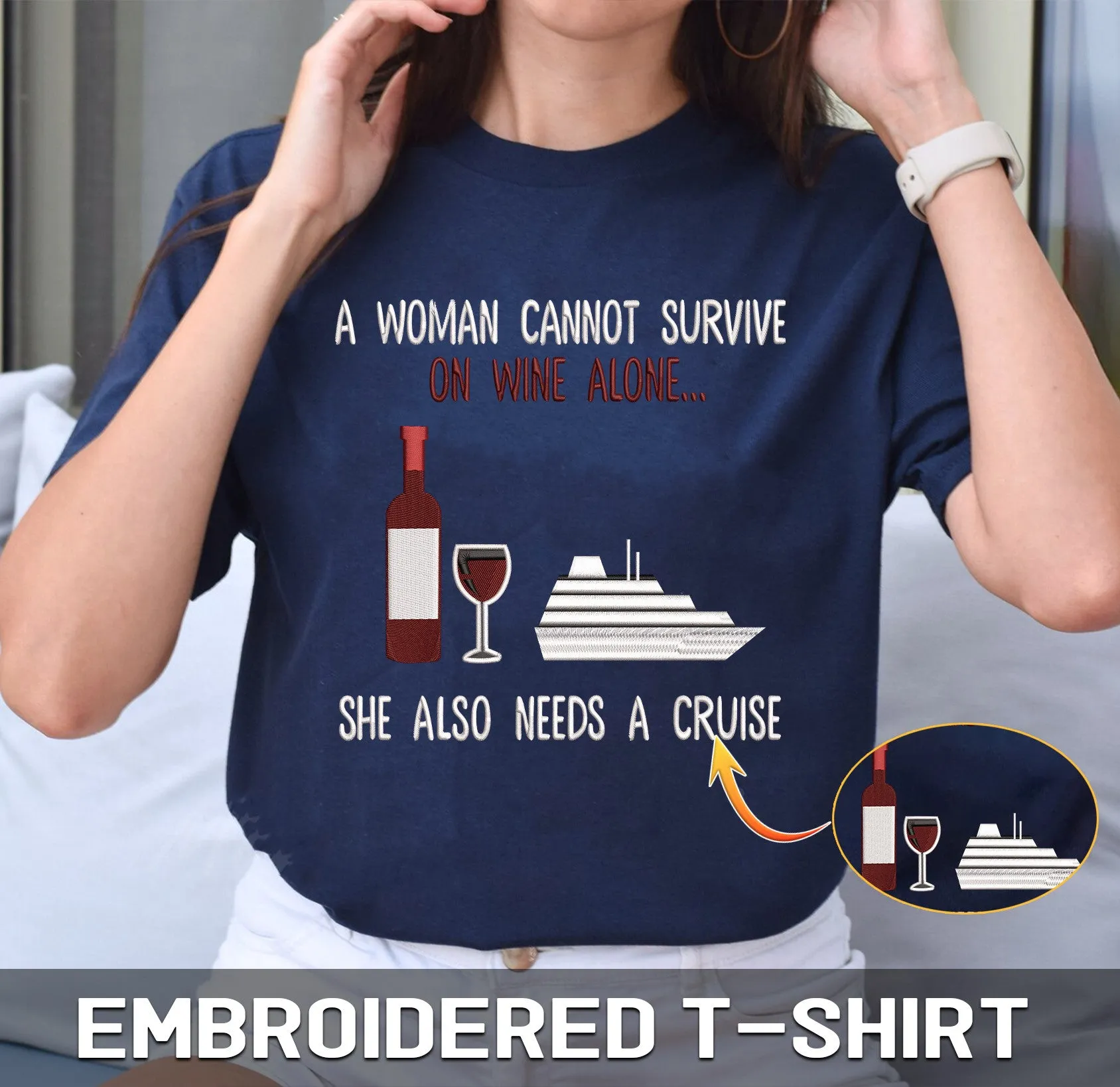 Cruise And Wine Embroidered Sweatshirt   Hoodie