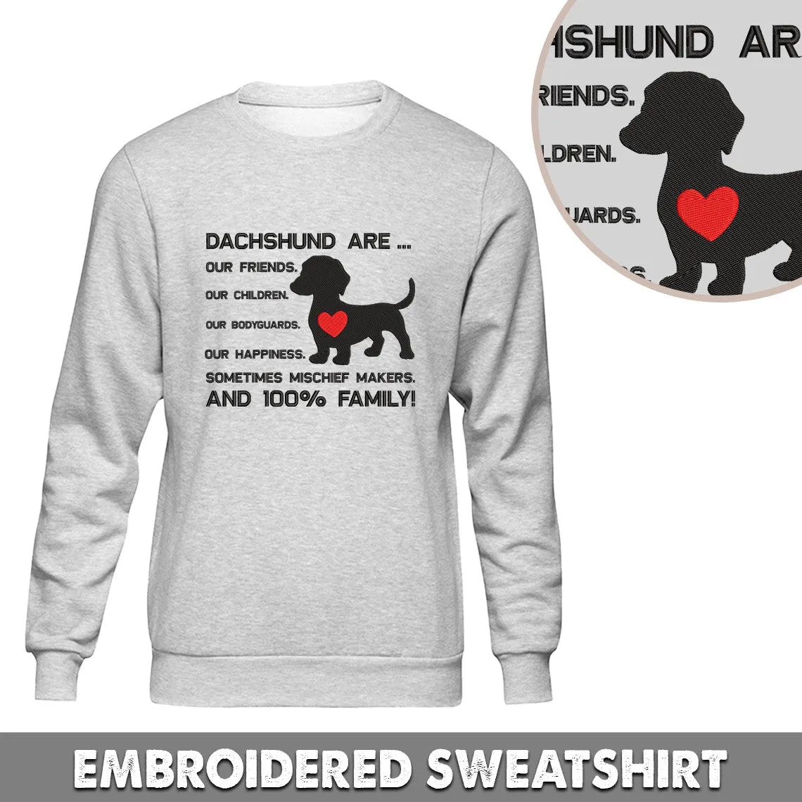Dachshund Are ... Embroidered Hoodie, Embroidered Sweatshirt