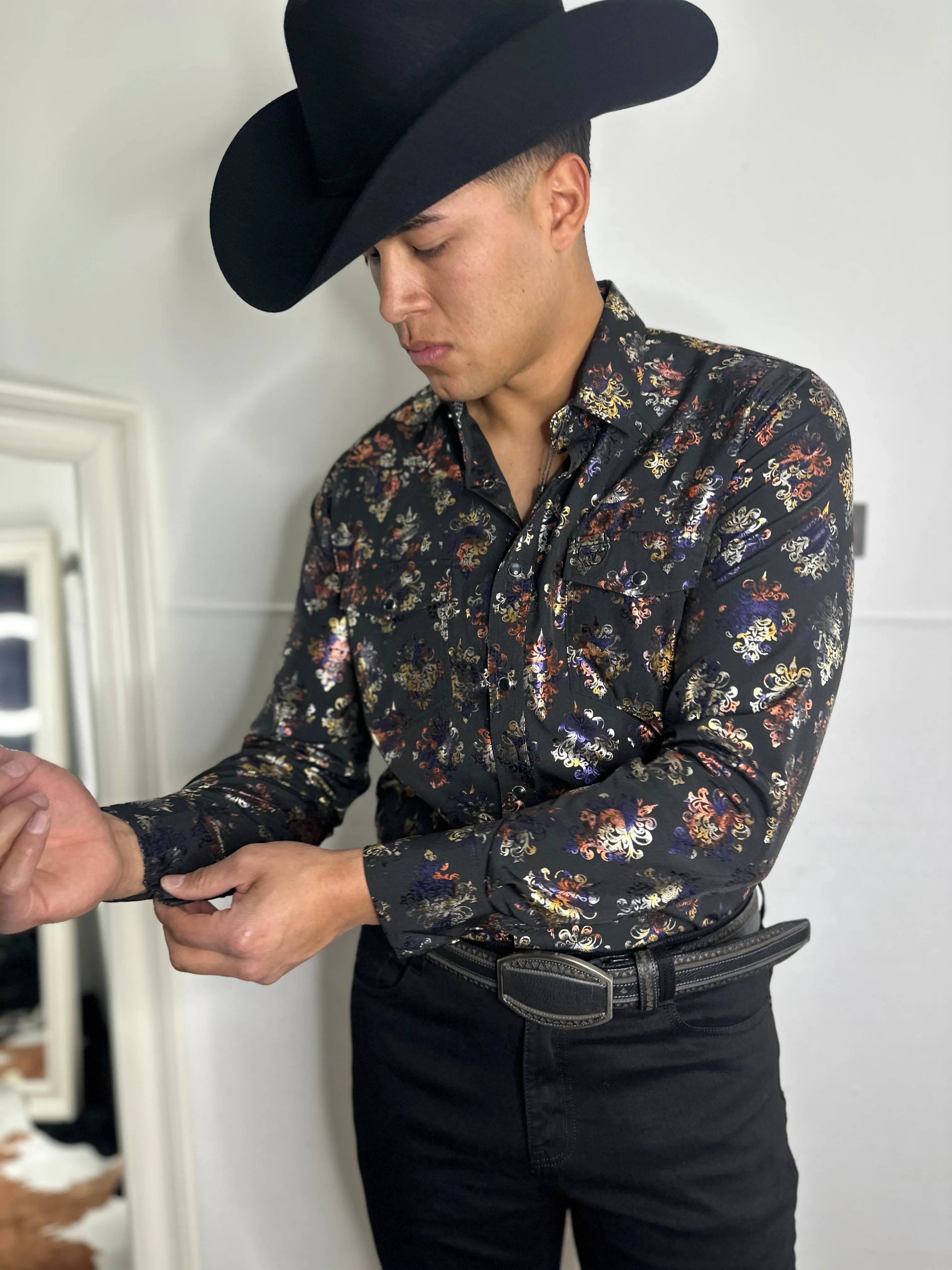 Daniel Platini Black Floral Print Shirt