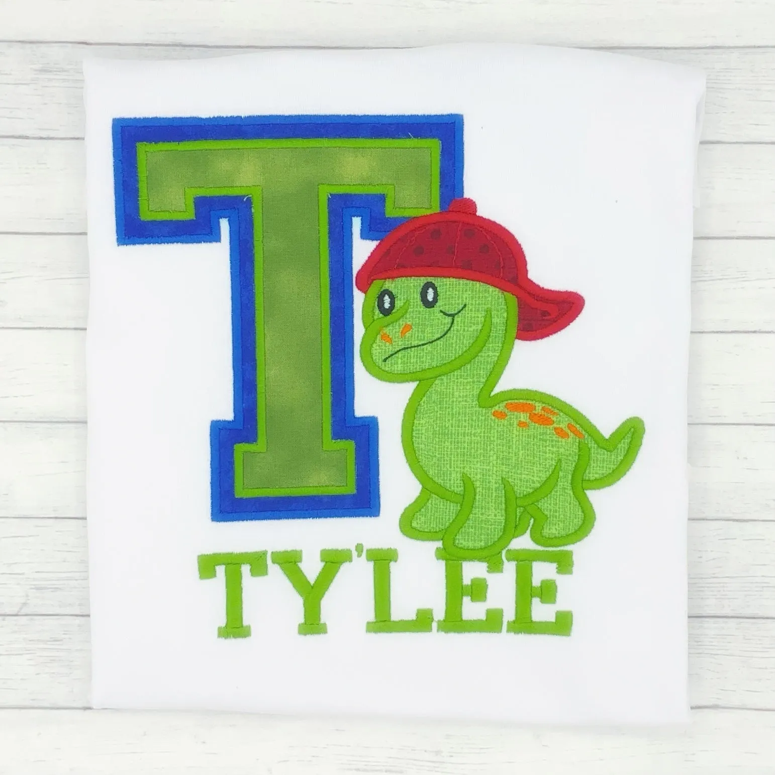 Dinosaur w/ Hat - Varsity Name Shirt