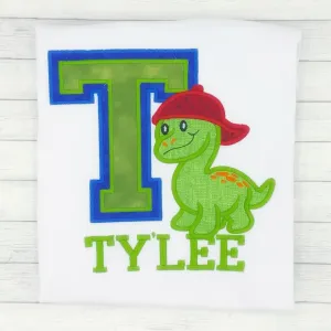 Dinosaur w/ Hat - Varsity Name Shirt