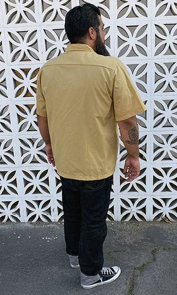 Don Muerto Bowling Shirt in Tan with Leopard Print