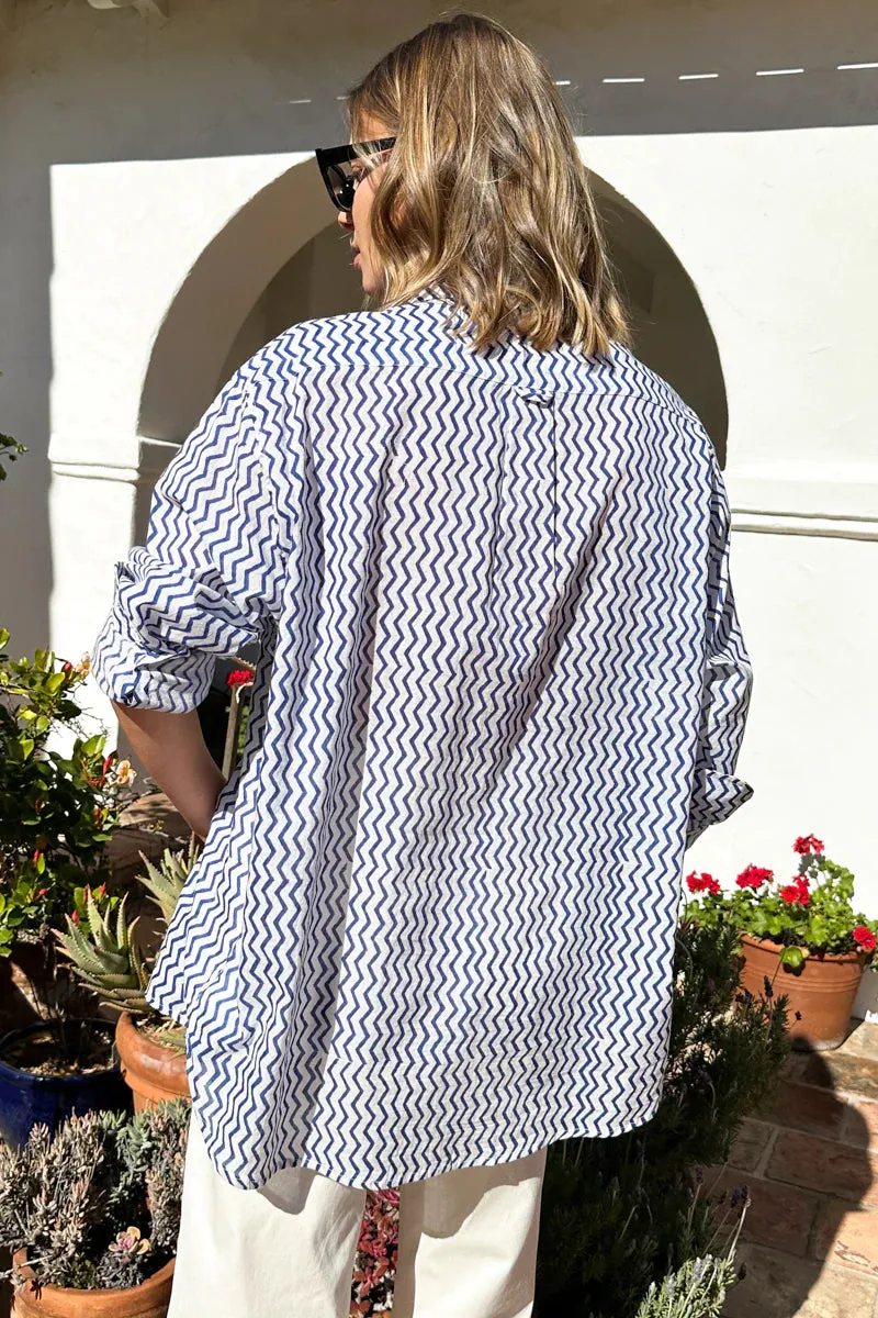 Emerson Fry Zigzag Indigo Organic Cotton Ryan Shirt