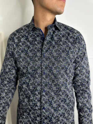 Ezra Platini Blue Print Shirt