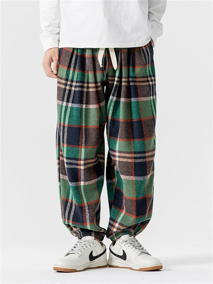 Fashion Hongkong Style Plaid Warm Woolen Pants for Winter