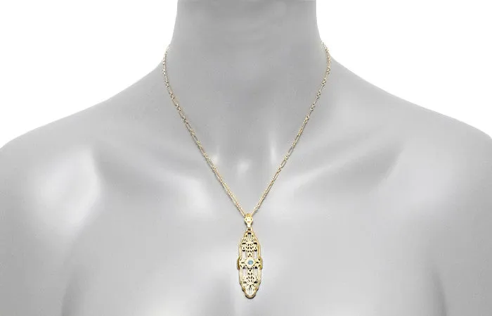 Filigree Lozenge Art Deco Amethyst Necklace in Yellow Gold Vermeil Over Sterling Silver