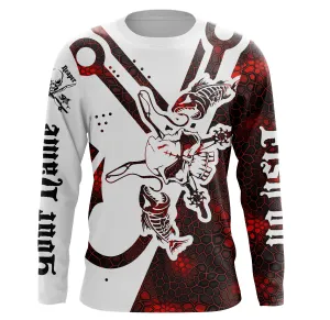 Fish hook skull reaper red camo fish on Custom fishing Long sleeve, Long Sleeve Hooded NPQ807