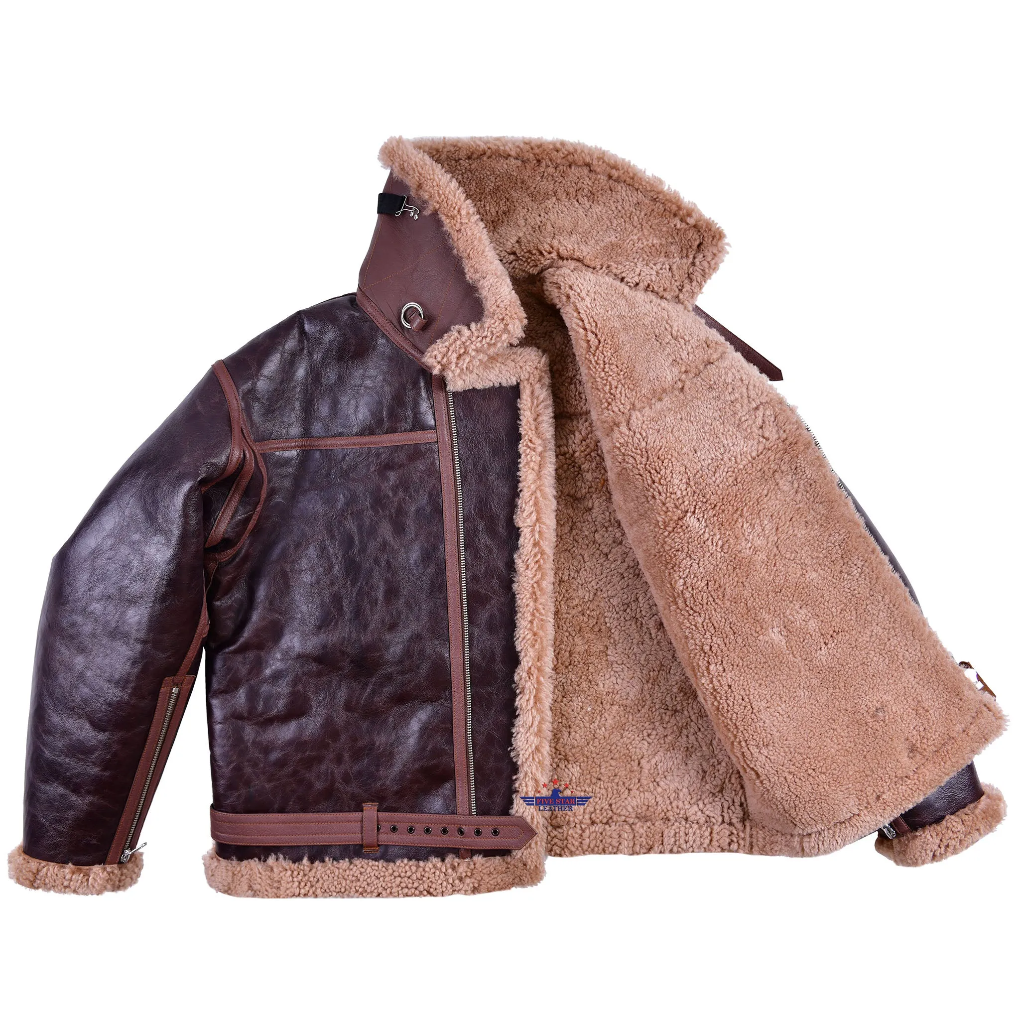 FiveStar Leather Repro RAF Flying 1940/41 Pattern Sheepskin Flight Jacket Russet Reinforcements