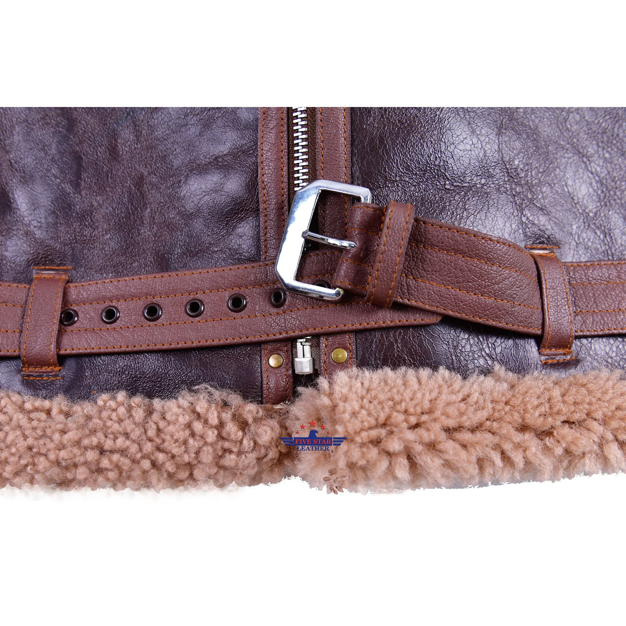 FiveStar Leather Repro RAF Flying 1940/41 Pattern Sheepskin Flight Jacket Russet Reinforcements