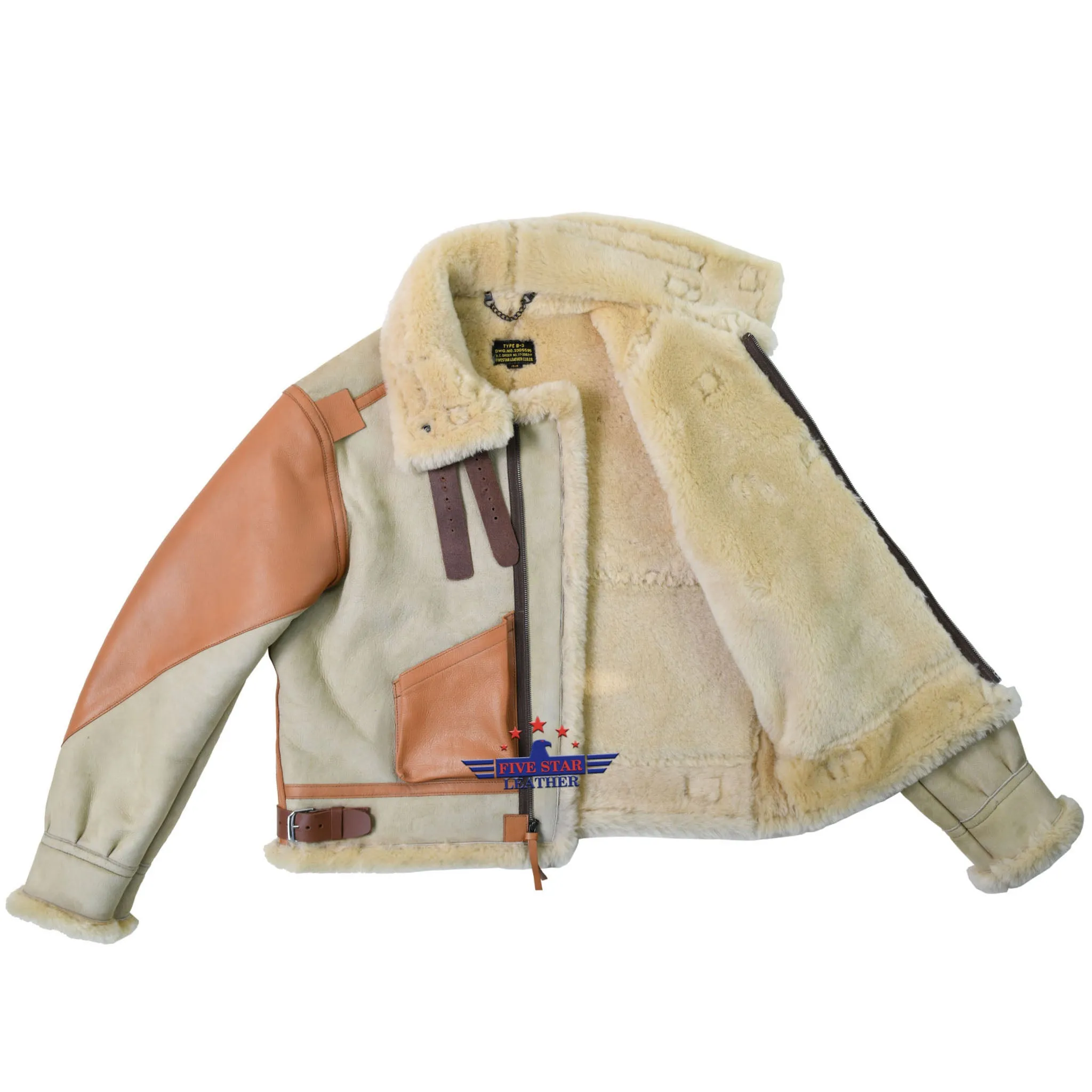 FiveStar Leather Sheep Skin Flying Type B-3 Un-Coated 1937 Jacket Version