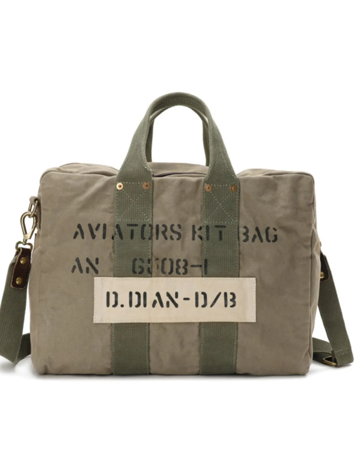 Green Canvas Military Duffle Bag Pilot Bag Canvas Military Bag Army Style Carrier Bag for Men