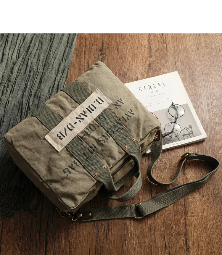 Green Canvas Military Duffle Bag Pilot Bag Canvas Military Bag Army Style Carrier Bag for Men