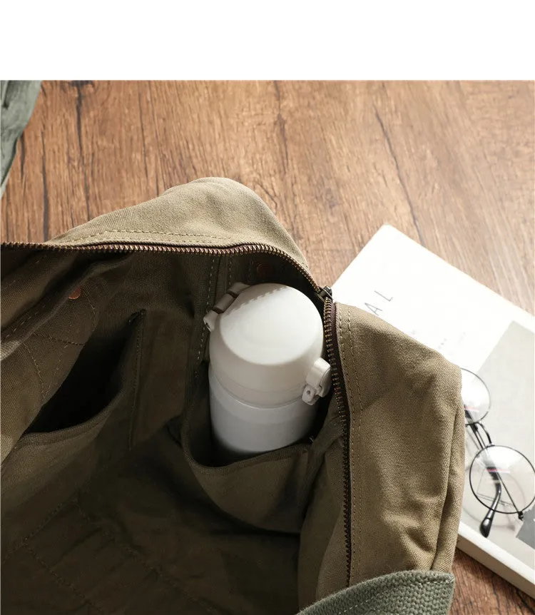 Green Canvas Military Duffle Bag Pilot Bag Canvas Military Bag Army Style Carrier Bag for Men