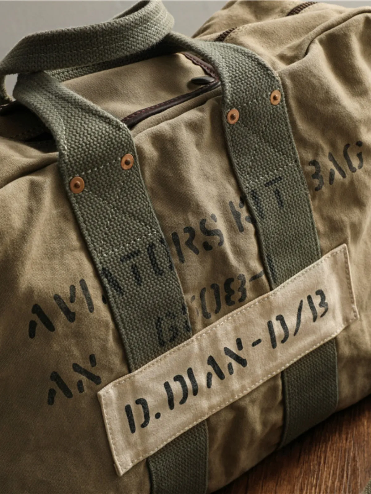Green Canvas Military Duffle Bag Pilot Bag Canvas Military Bag Army Style Carrier Bag for Men