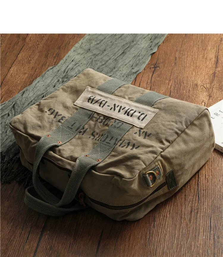 Green Canvas Military Duffle Bag Pilot Bag Canvas Military Bag Army Style Carrier Bag for Men