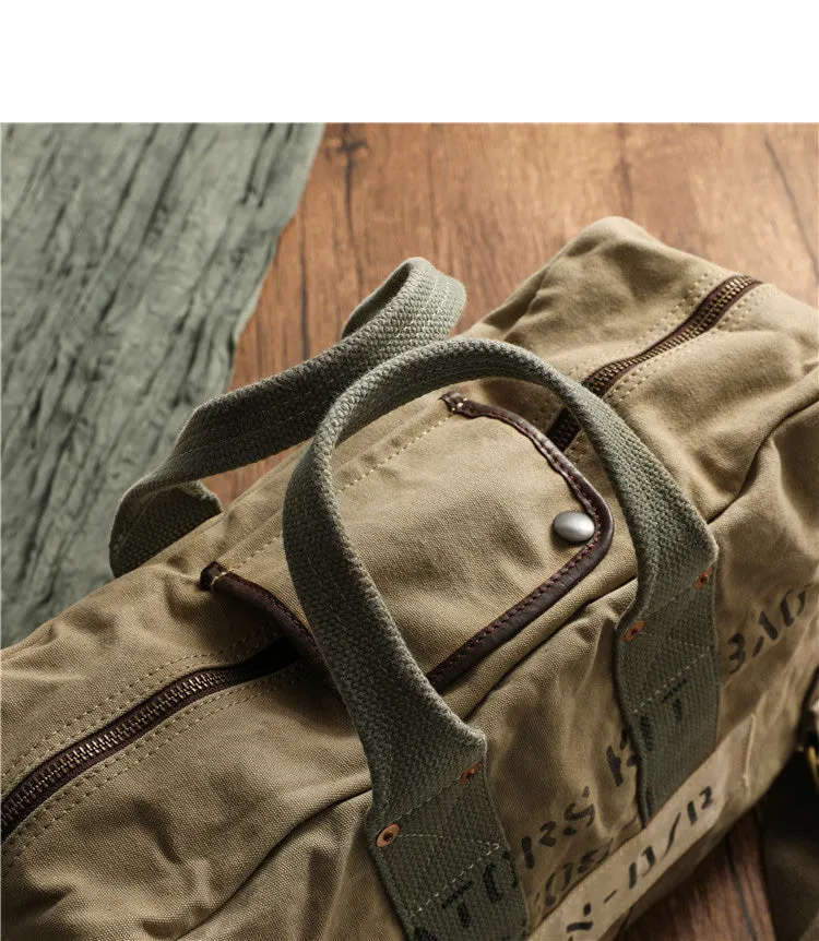 Green Canvas Military Duffle Bag Pilot Bag Canvas Military Bag Army Style Carrier Bag for Men
