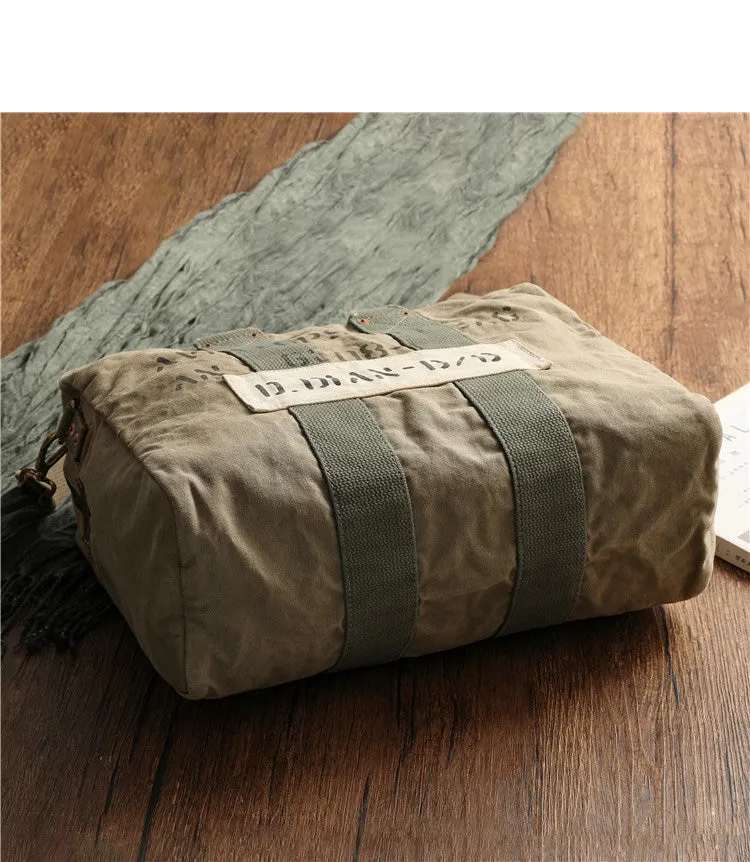 Green Canvas Military Duffle Bag Pilot Bag Canvas Military Bag Army Style Carrier Bag for Men