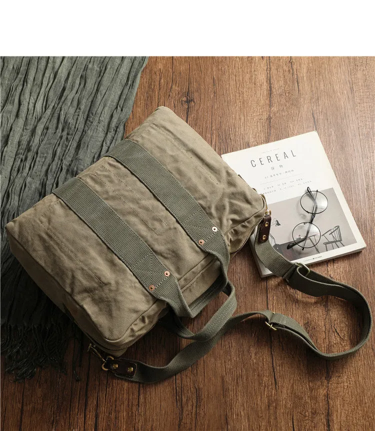 Green Canvas Military Duffle Bag Pilot Bag Canvas Military Bag Army Style Carrier Bag for Men