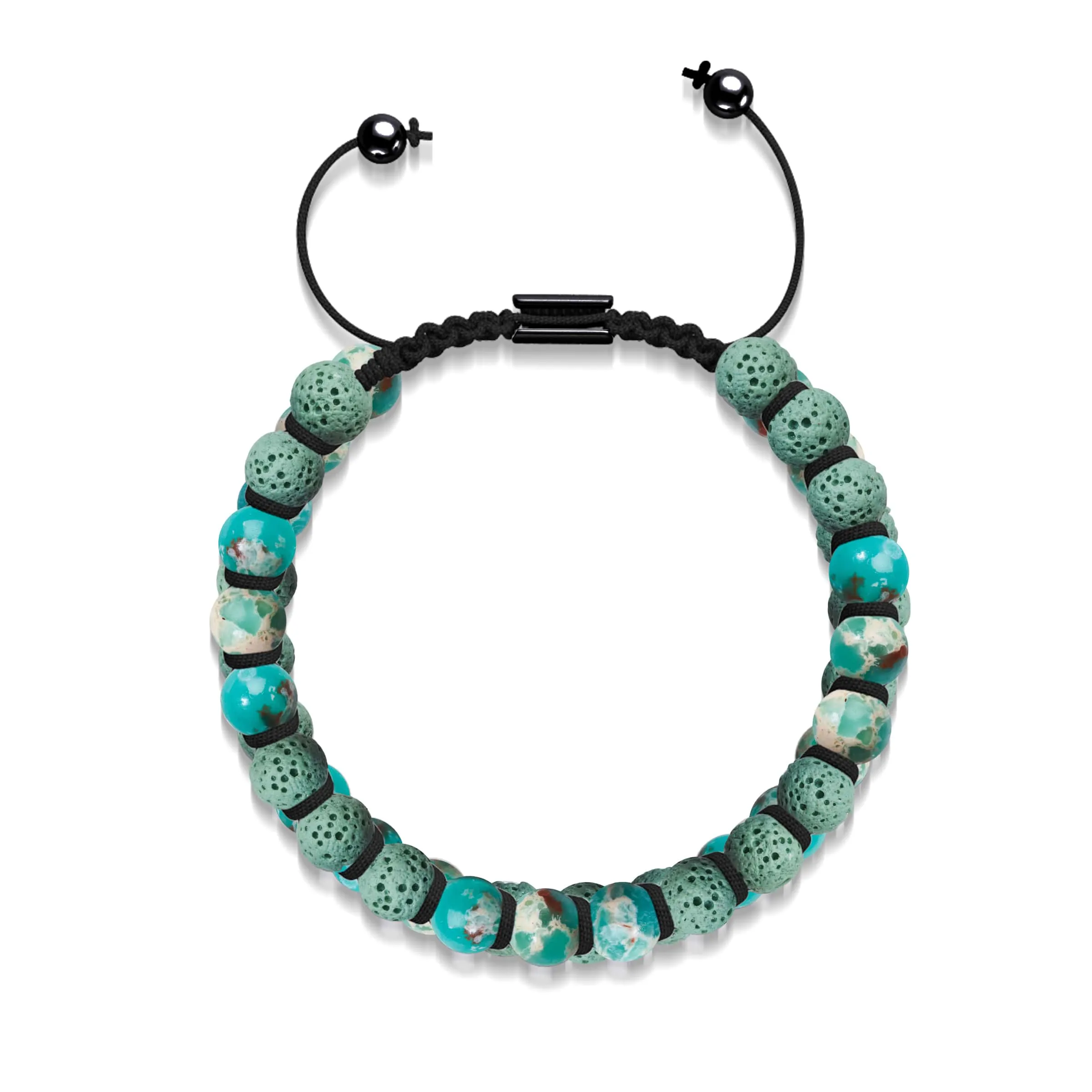 Green Oceanic Jasper | Gunmetal | Lava Rock Diffuser Bracelet | Men's