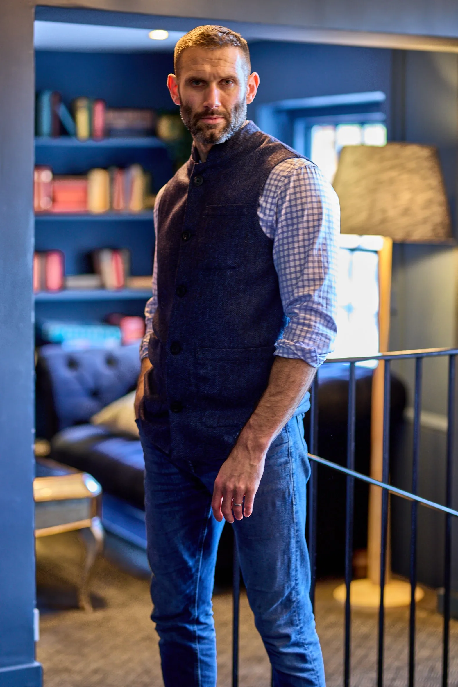Gun Hill Mens Thorpe Nehru Waistcoat - 4 colours