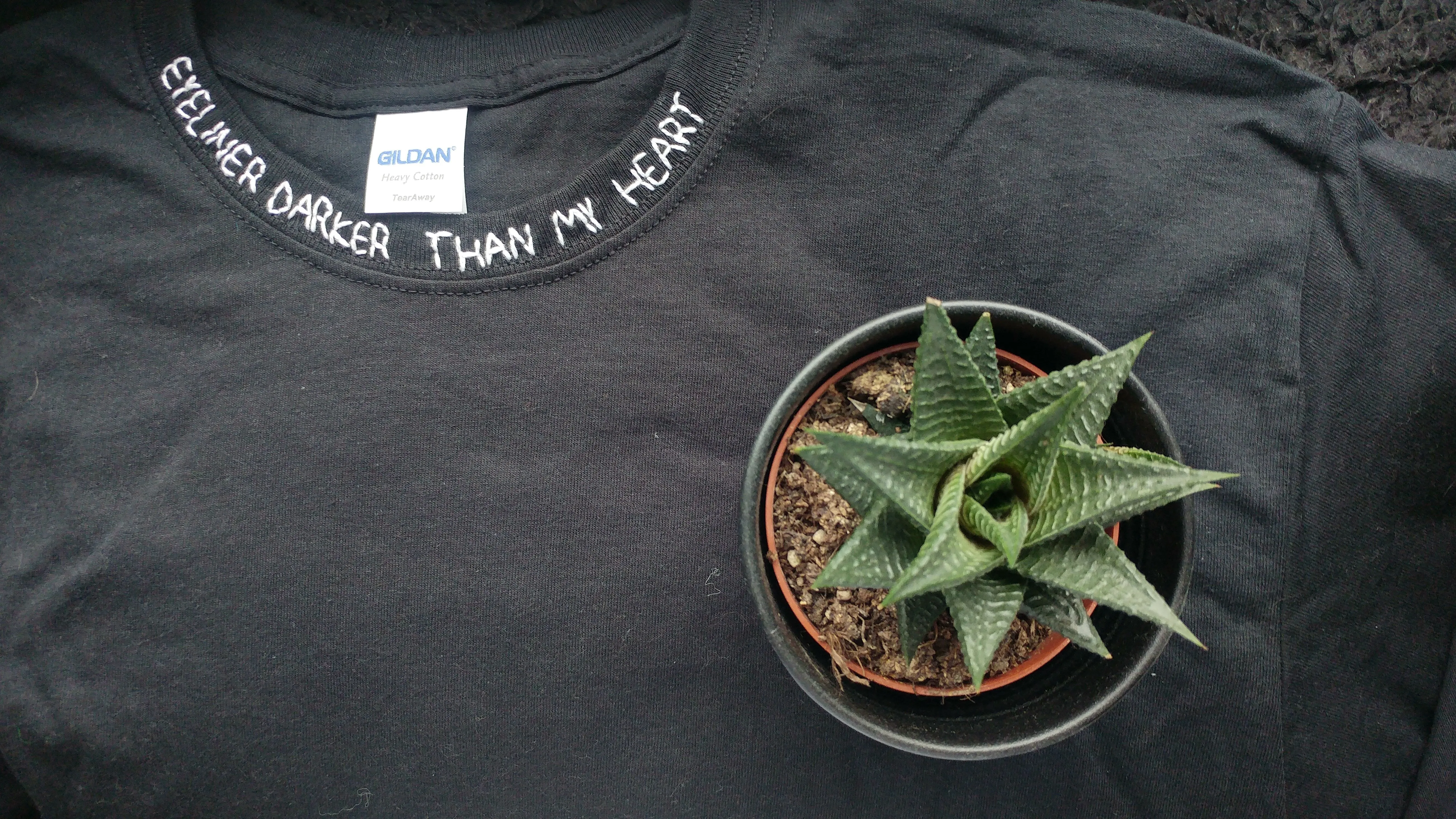Hand Embroidered Eyeliner Neckline Shirt