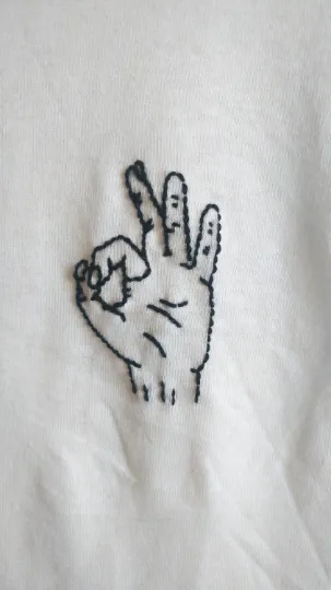 Hand Embroidered Ok Hand Shirt
