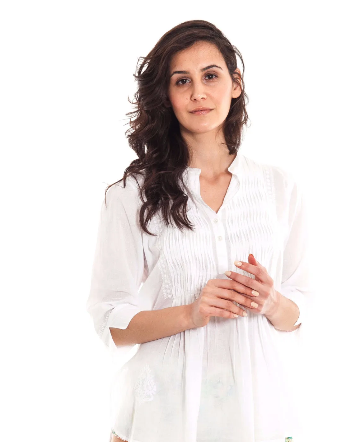 Hand Embroidered Pleated Shirt