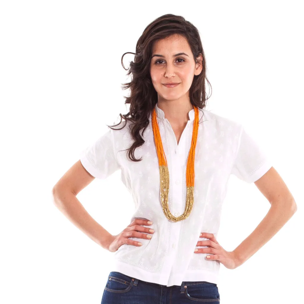 Hand Embroidered Short Sleeved Shirt