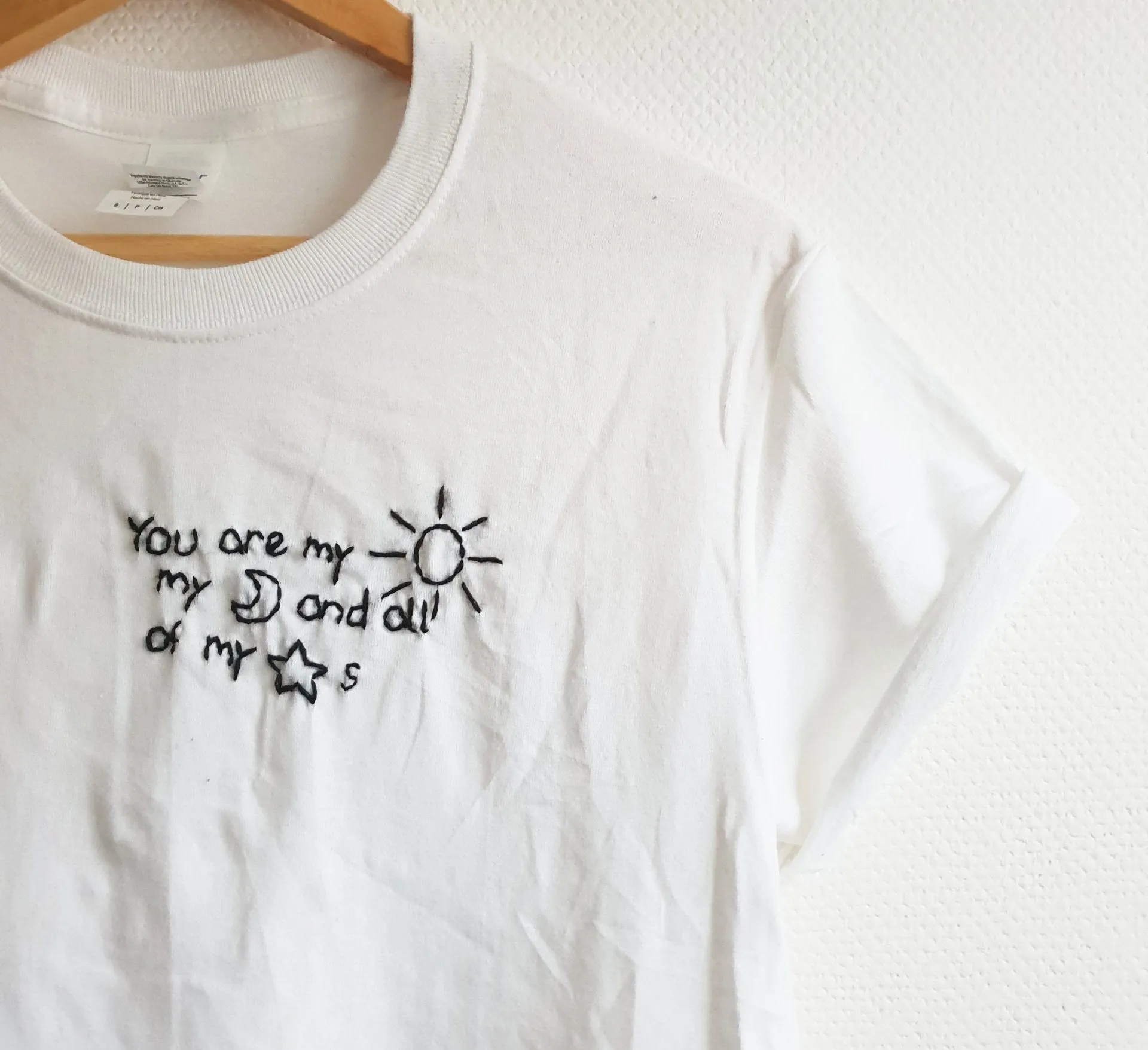 Hand Embroidered Sun, Moon, Stars Shirt