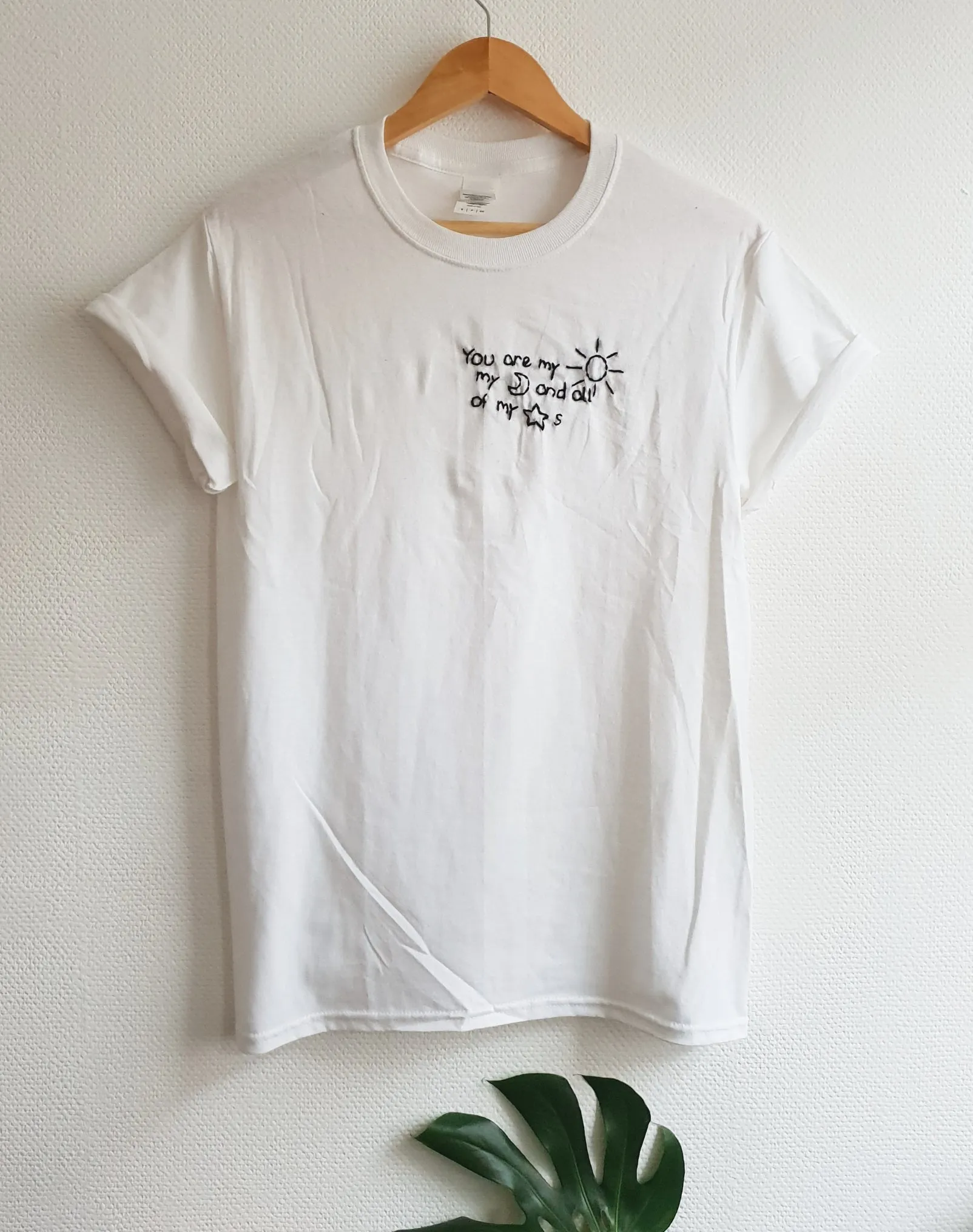 Hand Embroidered Sun, Moon, Stars Shirt