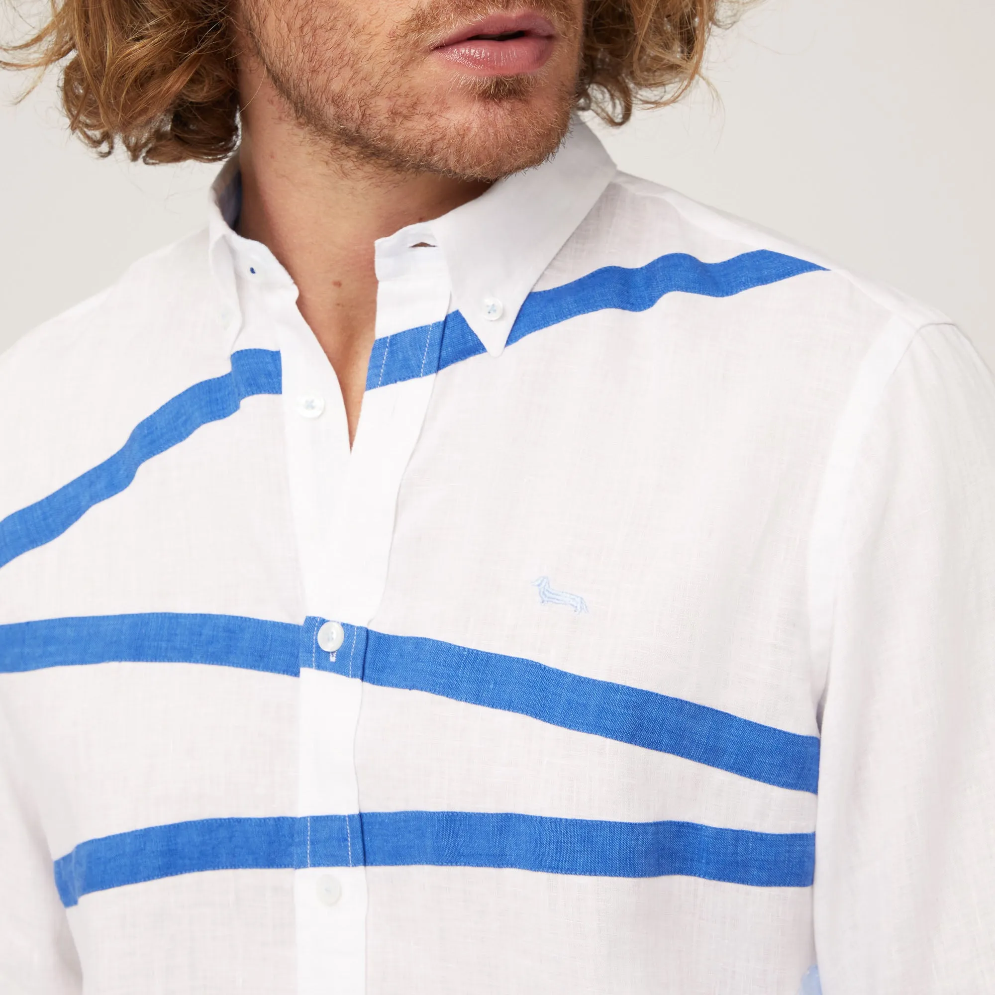 Harmont & Blaine Two-Tone Bands Shirt - White