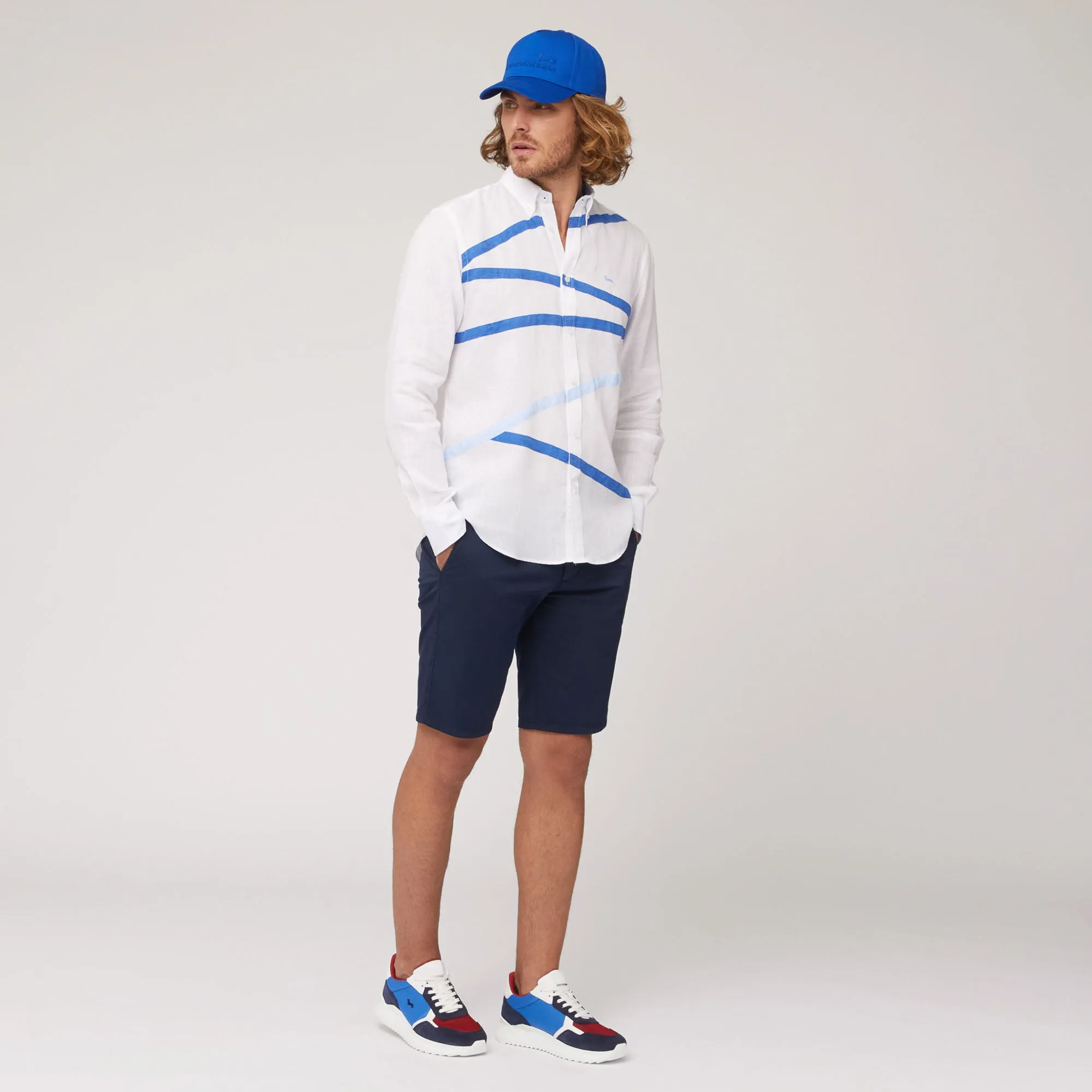 Harmont & Blaine Two-Tone Bands Shirt - White