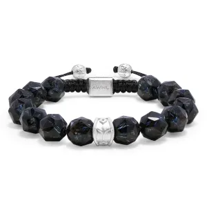 Healing Rune-Engraved Nuummite Macrame Bracelet